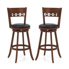 Set of 2 Swivel Bar Stools with Rubber Wood Frame (size: 30.5 inches)