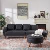 107" Contemporary Sofa Stylish Sofa Couch with a Round Storage Ottoman and Three Removable Pillows for Living Room