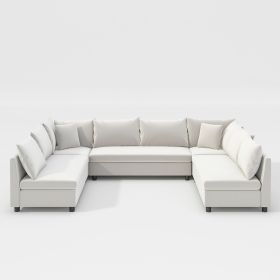 [Video]116*86'' Modular Sectional Sofa,Reversible U Shaped Chenille Couch Set,Free Combination,Minimalist Style Indoor Furniture (Color: as Pic)