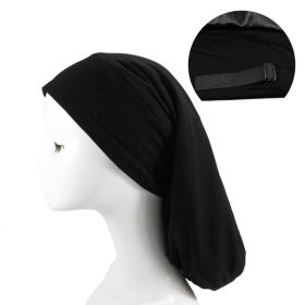 Women's Satin Satin Lined Adjustable Long Nightcap (Option: Black-Adjustable)