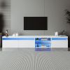 ON-TREND Unique Design TV Stand with 2 Glass Shelves, Ample Storage Space Media Console for TVs Up to 105"