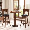Set of 2 Swivel Bar Stools with Rubber Wood Frame