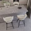 26" Bar Chair Suede Woven Bar Stool Set of 4,Black legs Barstools No Adjustable Kitchen Island Chairs