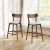 Wooden Bar Chairs Set of 2, Modern Soft Upholstered Kitchen Island Chairs, Counter Height Stool with Backrest