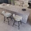 26" Bar Chair Suede Woven Bar Stool Set of 4,Black legs Barstools No Adjustable Kitchen Island Chairs