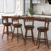 Set of 2 Swivel Bar Stools with Rubber Wood Frame