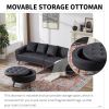 107" Contemporary Sofa Stylish Sofa Couch with a Round Storage Ottoman and Three Removable Pillows for Living Room