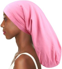 Women's Satin Satin Lined Adjustable Long Nightcap (Option: Pink-Adjustable)