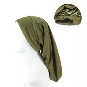 Women's Satin Satin Lined Adjustable Long Nightcap (Option: Army Green-Adjustable)