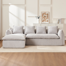 VIDEO Provided Sofa Deep Seat Sofa 3 Seater For Living Room Oversized Comfy Sofa L-Shape Sofa Couch With Chaise Home Furniture Sleeper Sectional Sofa (Color: grey)